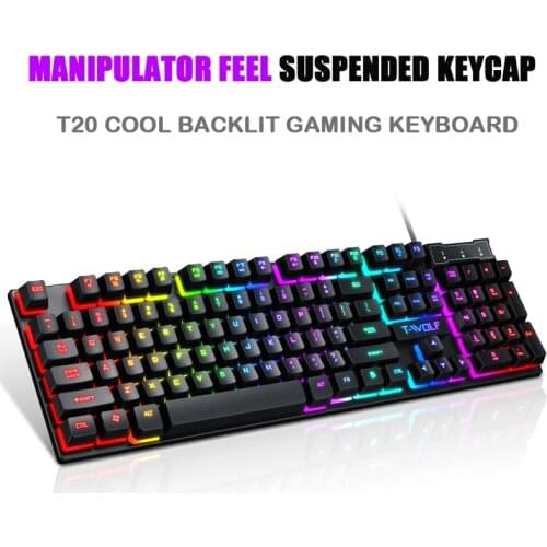 Wired gaming keyboard manipulator feel backlit keyboard USB104 key RGB luminous keyboard for computer gaming PC notebook
