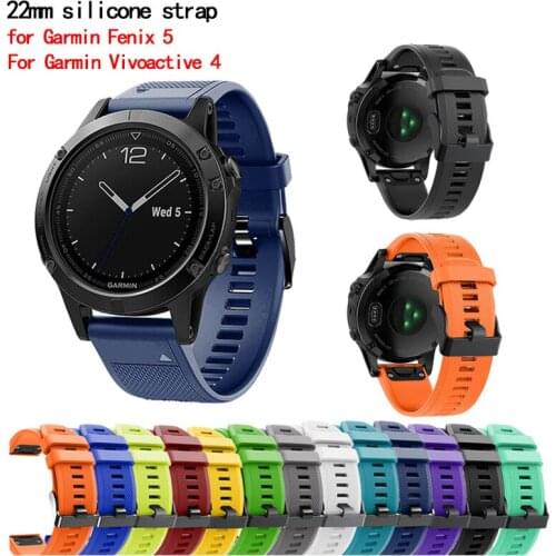 22mm silicone strap for Garmin Fenix 5 smart watch, Multicolor Watchband For Garmin fenix Chronos Bracelet For HUAWEI WATCH GT