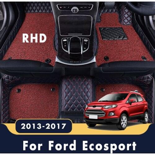 RHD Luxury Double Layer Wire Loop Car Floor Mats Carpets For Ford Ecosport 2017 2016 2015 2014 2013 Auto Styling Covers Interior