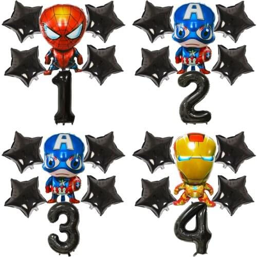 Marvel Spiderman iron Man Foil Balloons Super Hero Birthday number Party Decoration Supplies Childrens Gifts Air Toys
