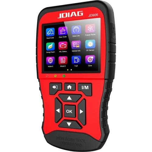 JDIAG JD906 Code Reader, Multi-Function Large Screen Code Reader, Enhanced Mode OBDII Scanner for Smog Check with Core Analysis