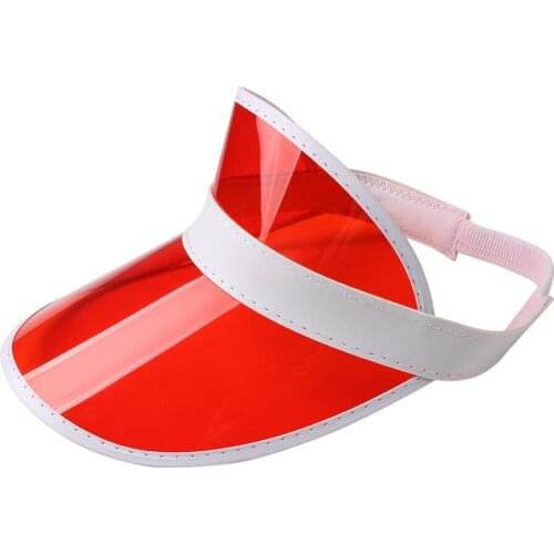 Anti-UV Summer Women Men Sun Hat Color Transparent Empty Top Plastic PVC Sunscreen Hat Visor Caps Bicycle Sunshade Hat Sports