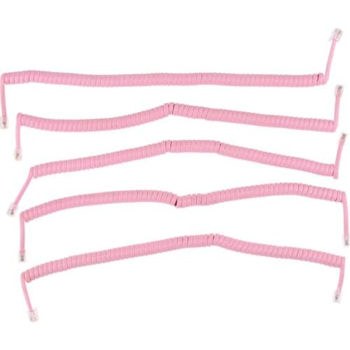 5x Coiled Spiral Telephone Cord Telephone Cable RJ9 4P4C 25cm-2m