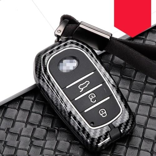 Carbon fiber Alloy+Silicone Car Smart Key Case Cover For T Toyota RAV4 Hilux Fortuner Land Cruiser 2/3/4Button 2016 2017 2018