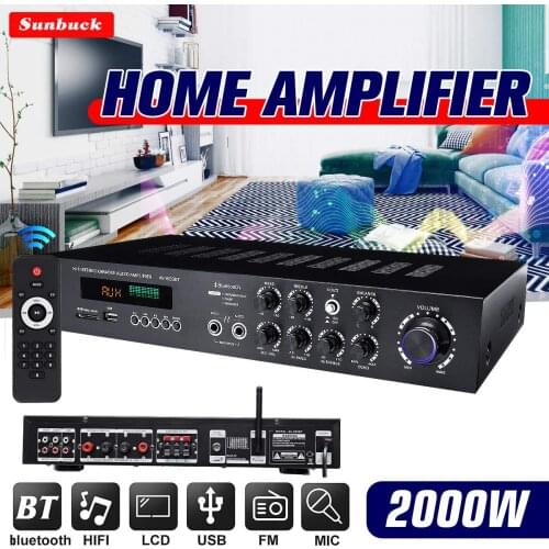 SUNBUCK 220V Bluetooth Amplifier Digital Stereo Audio Processor HiFi Surround Sound Digital Powerful Home Karaoke Music Player