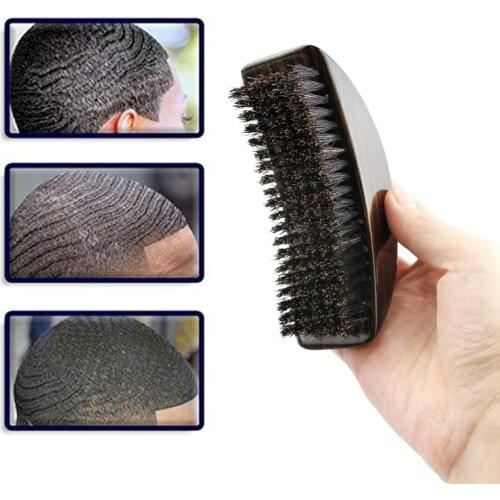 Wave Brush Beard Bristles Boar Nylon Shaving Hair Brush Afro Moon Short Handled Man Facial Cleansing Brush Styling Comb