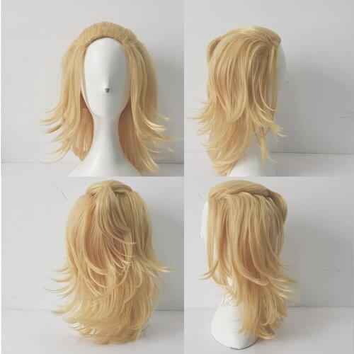 High Qualiy Anime Tokyo Revengers Sano Manjiro Wigs Mikey Blonde Short Heat Resistant Hair Synthetic Cosplay Wig + Wig Cap