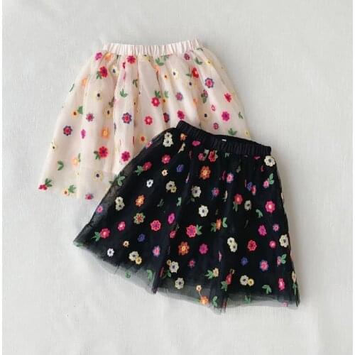 1-8T Floral Tutu Skirt For Girl Toddler Kid Baby Summer Clothes Elegant Flower Print Mesh Skirt Cute Sweet Party Princess Outfit
