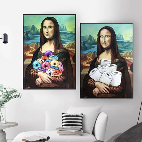 Funny Mona Lisa Toilet Paper Poster Print Wall Art Bathroom Decor Canvas Painting Home Decoration Modular Picture Living Room
