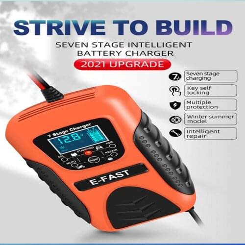 12V 7A Car Battery Charger 7 Segment Charging Multi-battery Lead-acid Battery Charger Portable Car And Motorcycle Repair Charger