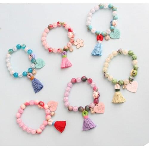 2021 DIY new explosion bead bracelet for women pattern bead bracelets lucky cat big tassel fresh wind jewelry for women