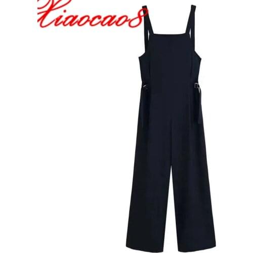 Spring Summer Streetwear One Piece Black Outfit Jumpsuit Plus Size Sleeveless Overalls For Women Wide Leg Casual Monos Mujer