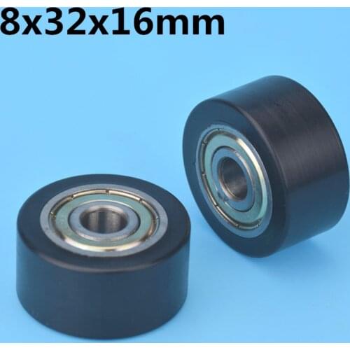 1Pcs 8x32x16 mm Nylon Plastic Wheel With Bearings Flat miniature pulley POM Hard bearing Durable Elevator machinery