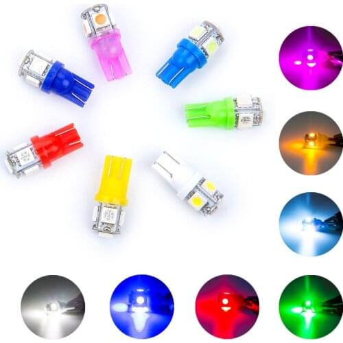 100pcs T10 W5W LED Bulb 5050 5smd 194 168 Led Car Interior Light Auto Wedge Side Plate License Reading Lamps 12V White Blue