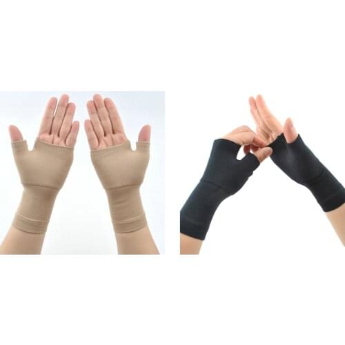 2 Pairs Arthritis Gloves Fingerless Hand Wrist Support Fingerless Hand Thumb Compression Gloves