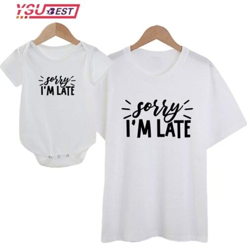 2021 Father&Mother&Kid Clothes Summer Family Matching Outfits Parent-child I'M LATE Print T-shirt Short Sleeve Pullover Tops
