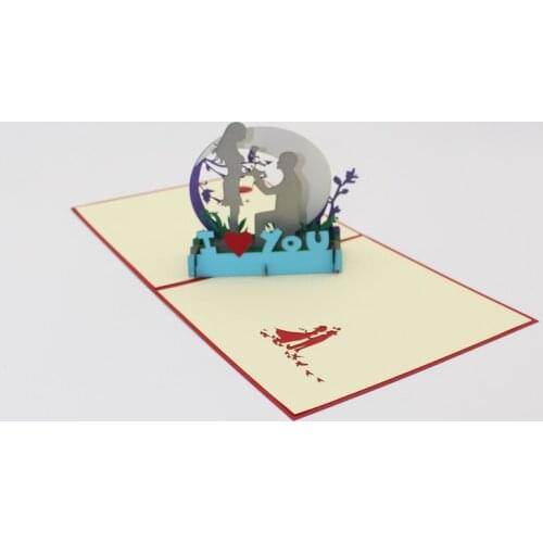 3D High Quality Handmade Valentines Day Boy Show Love Man Propose Paper Invitation Greeting Cards with Envelope Creative Gift