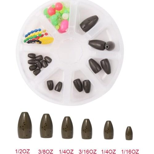 46pcs Green Bullet 100% Tungsten Fishing Sinker For Texas Rigs Worm casting fishing Weights Set for fishing tackle box