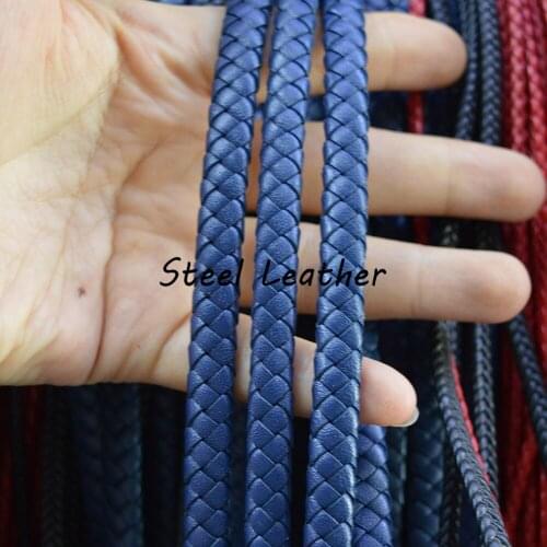 5m/lot Approx 8*4.2mm blue Braided Genuine flat Cord Real Leather Rope String Cord Rope String Fit Jewelry Findings DIY Cords