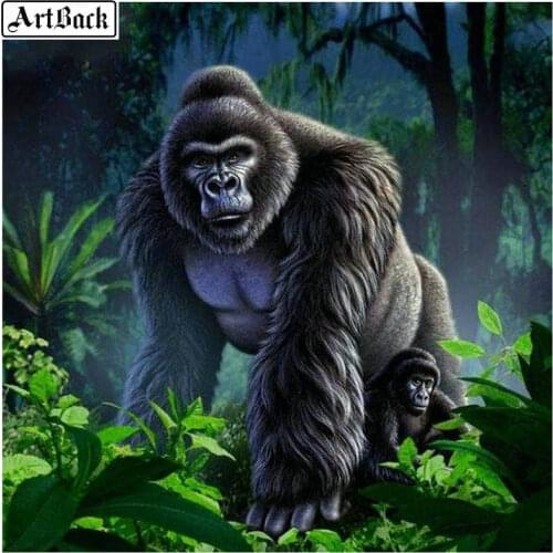 5d diy diamond painting Gorilla, King Kong,full square drill, diamond embroidery, 3d, round diamond mosaic, wall sticker, animal