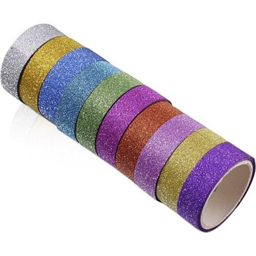 Abag=10PCS Chives glitter Color random Dividing Stickers border masking adhesive paper washi tape DIY Scrapbooking Hand account