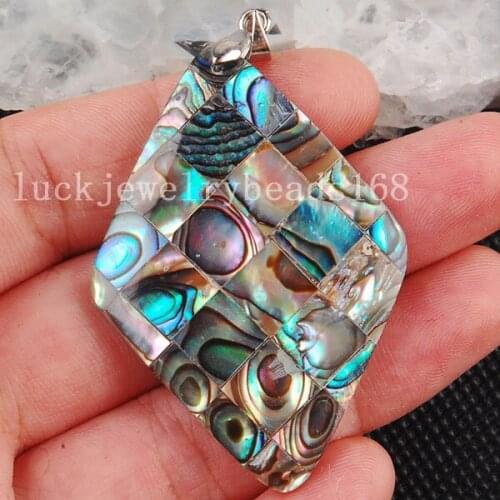 Free Shipping Women Fashion Jewelry 35x50mm New Zealand Blue Abalone Shell Pendant Bead C3073