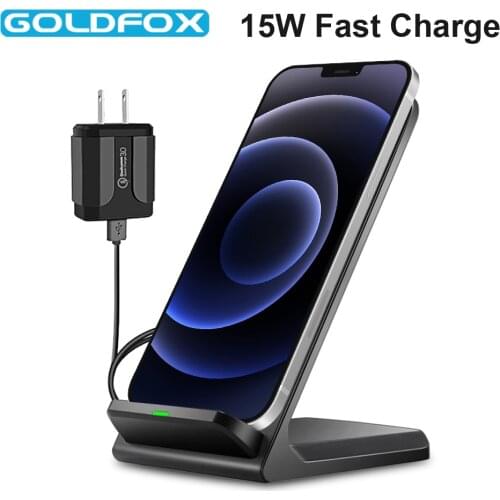 15W Qi Wireless Charger Stand For iPhone 12 11 XS XR X 8 Wireless Fast Charging Dock Station Phone Charger For Samsung S20 S10