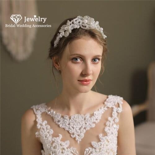 CC Bridal Hairbands Wedding Hair Accessories for Women Engagement Jewelry Pearl Beads Headbands Romantic 100% Handmade Gift O590