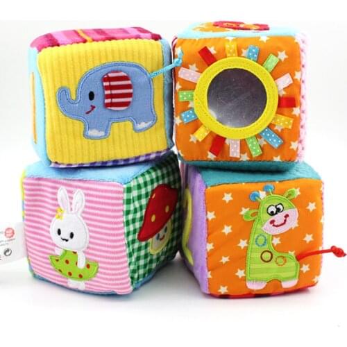 Baby Toys 0-12 Months Toy Play Cubes Plush Cloth Building Blocks Rattles Number Letters Multifunctional Toys Juguetes 4pcs/set
