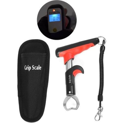 Electronic Digital Scale Fishing Grip Lip Control Fish Clamp Device Lures Fishing Lip Grip Holder Grabber Pliers with 25kg Scale