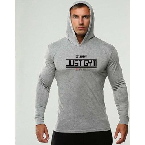 Fitness Mens Bodybuilding Long Sleeve Hooded T Shirt Man Sportswear Slim T-Shirt Male Gym Clothing Workout Hoody Joggers Tshirt