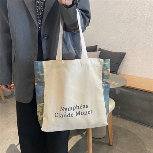 Large Capacity Canvas Shoulder Bag Korean Cute Printing Handbag Big Tote Female Casual Shopping Bags Student Hand Bags 2020 New