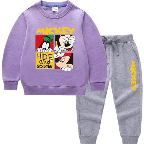 New Disney Mickey Mouse Baby Boy Clothes Set Kids Girl Hoodies Sweatshirts+Pants 2Pcs Outfits Casual Children Sport Suit