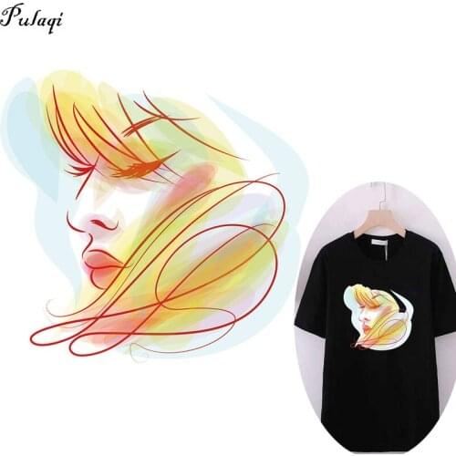 Colorful Pretty Girl Stickers Stripes Thermo Stickers On Clothes Iron On Transfers For Clothing Accessories Decor naszywka parch