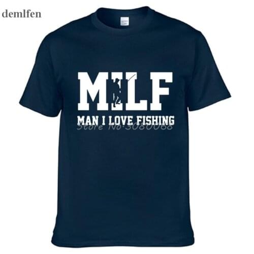 Summer Fashion MILF T Shirt Men Short Sleeve Cotton Men Man I Love Fishinger T-shirt Tops Casual Tshirt Cool Tees Tops