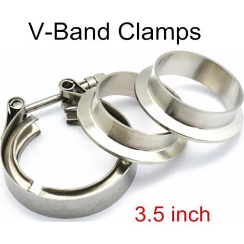 Best selling Downpipe Intercooler Turbo 3.5" inch V-Band Clamp and Flange Kit Male Stainless Steel car styling