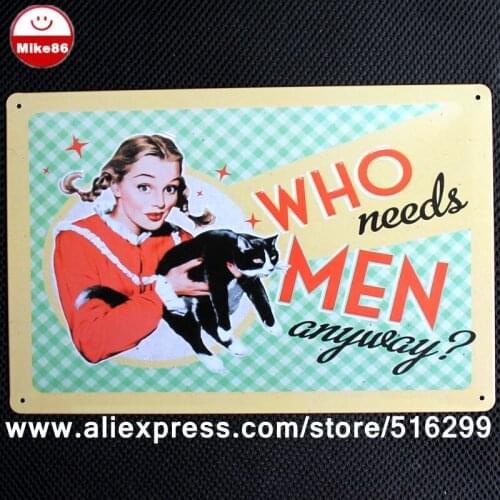 [ Mike86 ] Lady with Black Cat Metal Painting Art decoration Hall Room Bar Vintage Wall Sign Poster AA-466 Mix order 20*30 CM