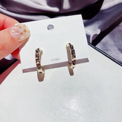 MIGGA Minimalism Solid Metal C Shaped Stud Earrings Gold Color Fashion Women Party Statement Jewelry