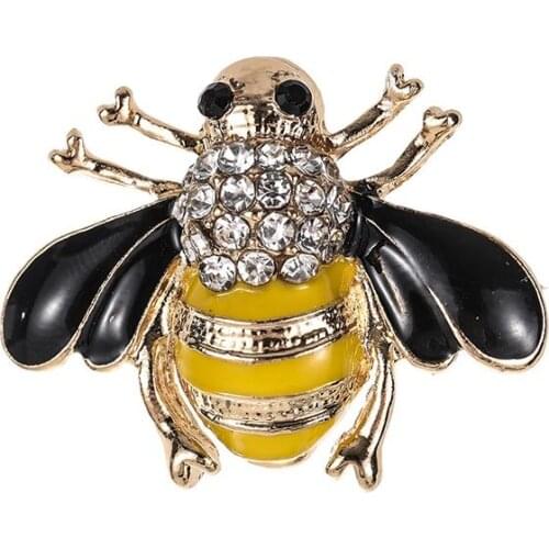 Cute Enamel Rhinestone Crystal Bee Brooch Pin Insect Gold Plated Brooches Jewelry For Gift