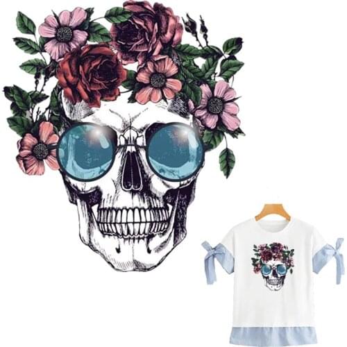 Skull Head Iron Sticker For Clothing Cool Stickers Diy Accessory Fashion Iron On Heat Transfer Clothes Stickers