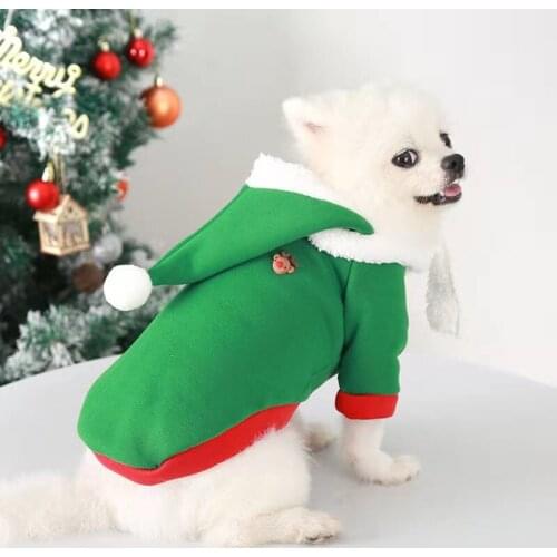 New dog clothes autumn winter warm dog hoodies with velvet for Christmas suits with hat for small cat dogs Pomeranian chihuahua