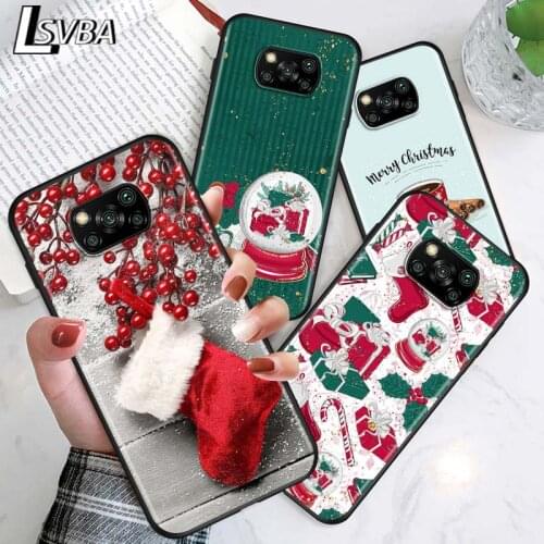 New Year Gifts Christmas for Xiaomi Poco X3 NFC X2 M3 M2 F2 F3 Pro C3 F1 A2 Lite Mix3 Play Silicone Soft Black Phone Case