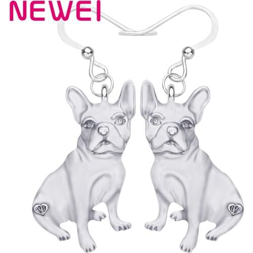Newei Alloy Metal Antique Gold Plated French Bulldog Earrings Cute Animal Dangle Drop Jewelry For Women Kid Fashion Gift Charms