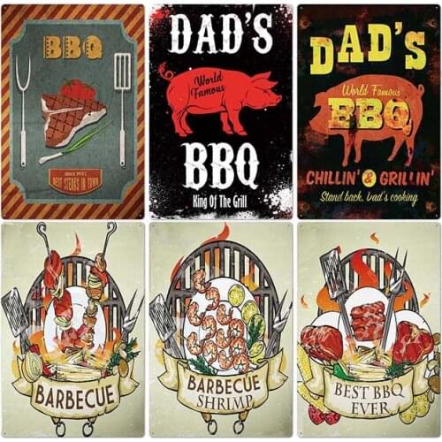 DADS BBQ Tin Signs Vintage Metal Plaques Wall Poster Retro Plates Bar Pub Kitchen Party Zone Decoration Home Decor 20*30cm