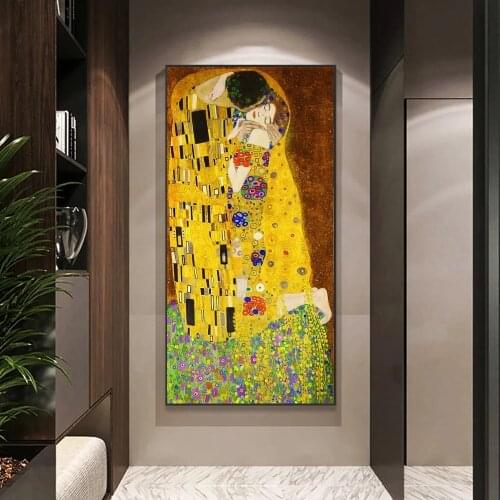 The Kiss By Gustav Klimt Oil Paintings Print On Canvas Art Posters And Prints Famous Art Canvas Pictures For Living Room Cuadros