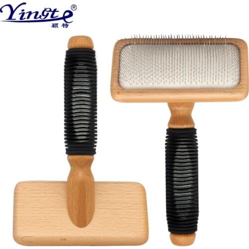 Solid wood pet comb stainless steel needle comb airbag massage rake comb cat and dog hair removal comb beauty clean hair removal