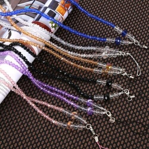 DHL 40cm Bling Crystal Neck Strap Lanyard Necklace for Cell phone iPod mp3 mp4 USB Flash Drive ID card badge Eyeglass Holder