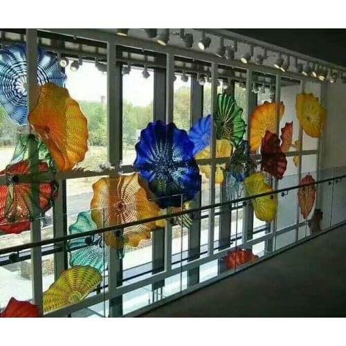 Luxury Hotel Decoration Elegant Art Murano Glass Plates Style Flower Glass Hanging Plates