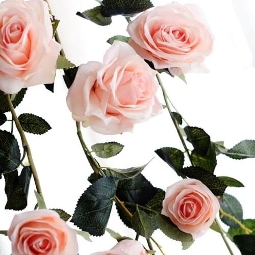Rose Fake Flowers Rattan String Festival Hanging Silk Flower 180cm Artificial Flowers Vine Home Wedding Garden Decoration