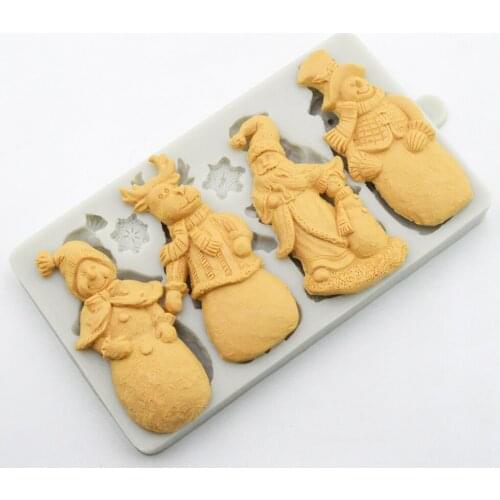 Santa Claus Chocolate Handmade Soap Mould lovely Snowman Fondant Cake Silicone Mould DIY baking tools